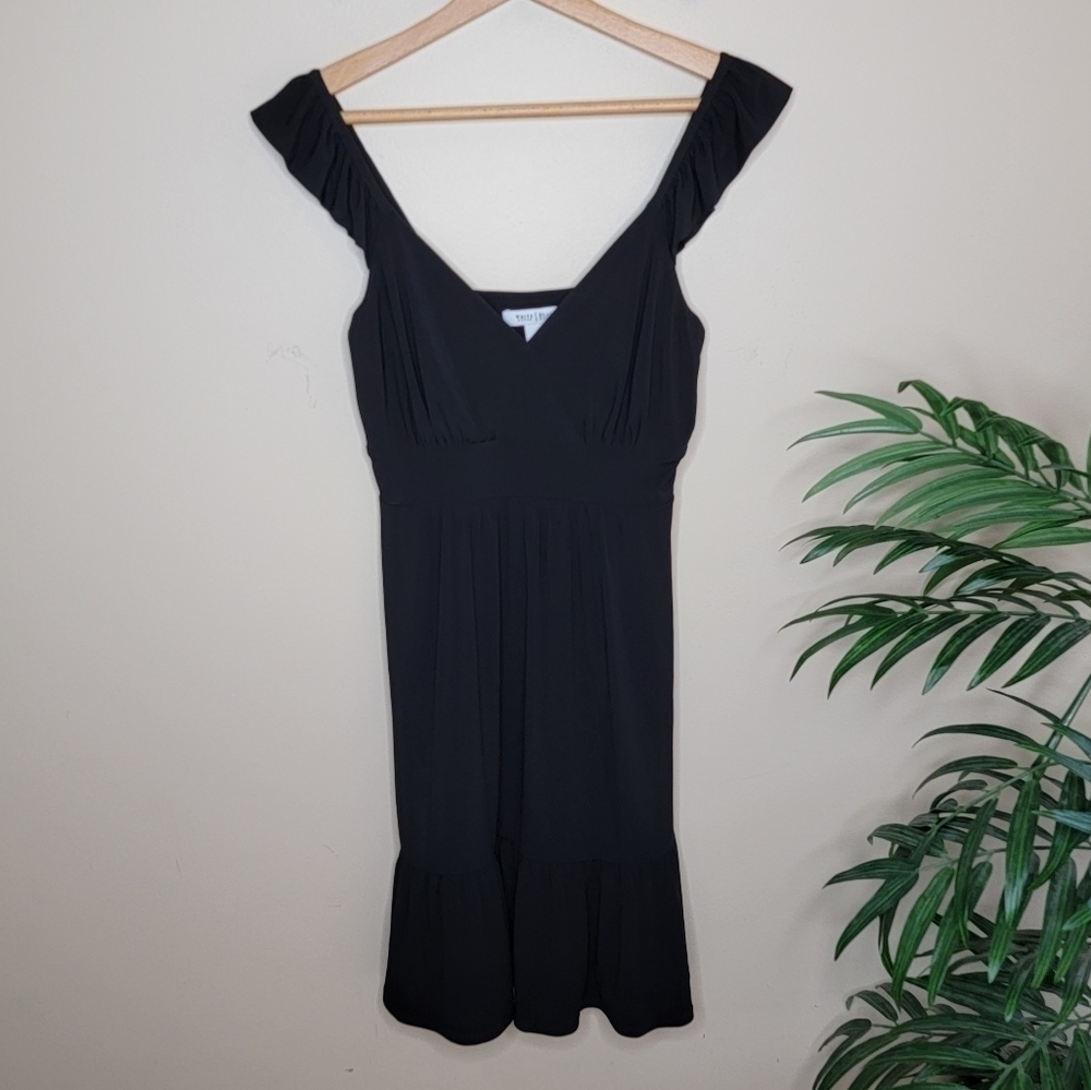 WHBM Black Ruffle Strap Tank Dress Size 2